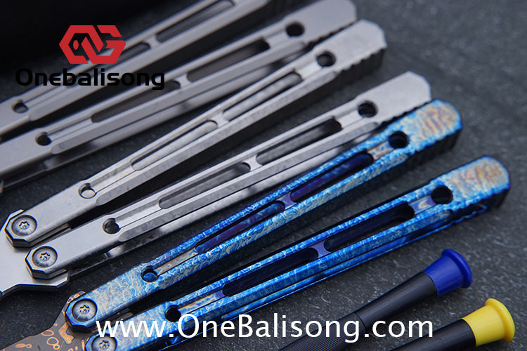 THEONE Reaper/Blackbird Balisong Clone TC4 Titanium Alloy Handle Stainless Steel Blade One-piece structure Bushing
