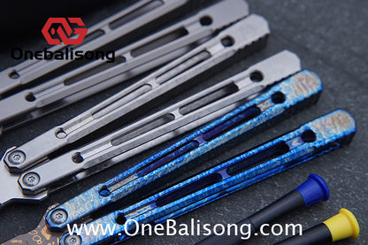 THEONE Reaper/Blackbird Balisong Clone TC4 Titanium Alloy Handle Stainless Steel Blade One-piece structure Bushing