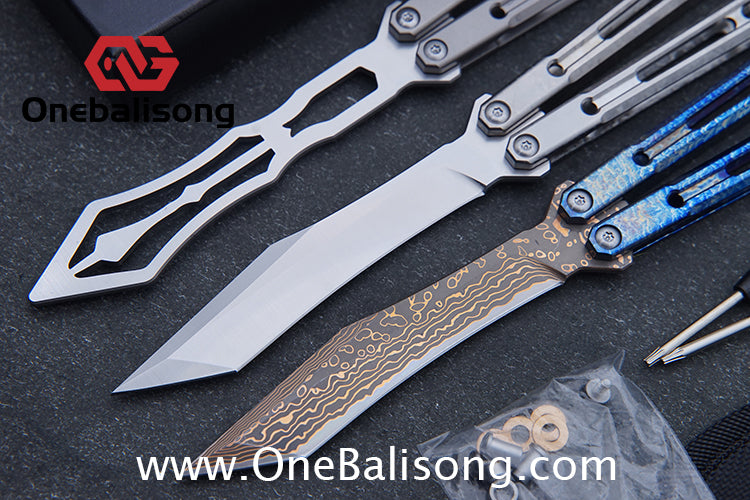THEONE Reaper/Blackbird Balisong Clone TC4 Titanium Alloy Handle Stainless Steel Blade One-piece structure Bushing