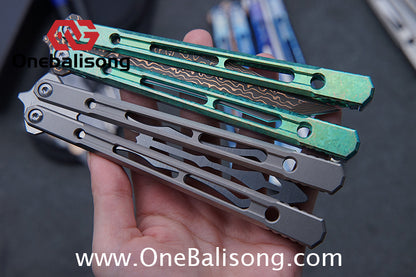 THEONE Reaper/Blackbird Balisong Clone TC4 Titanium Alloy Handle Stainless Steel Blade One-piece structure Bushing