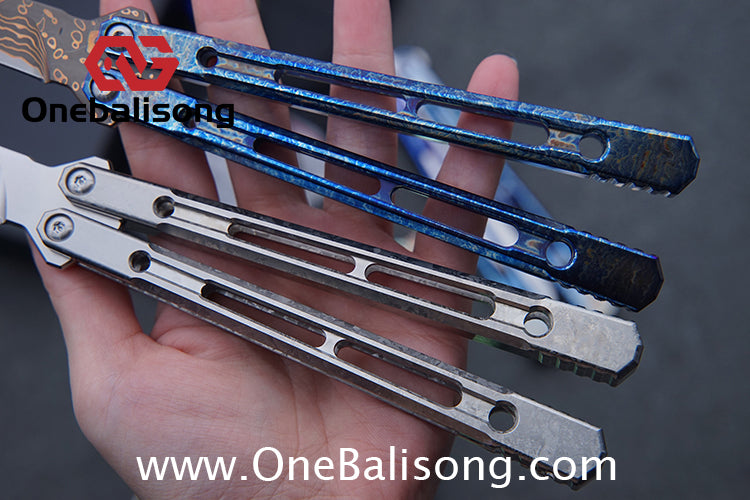 THEONE Reaper/Blackbird Balisong Clone TC4 Titanium Alloy Handle Stainless Steel Blade One-piece structure Bushing