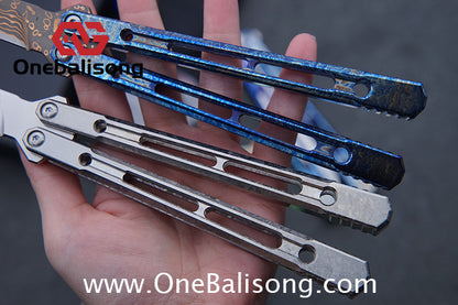 THEONE Reaper/Blackbird Balisong Clone TC4 Titanium Alloy Handle Stainless Steel Blade One-piece structure Bushing