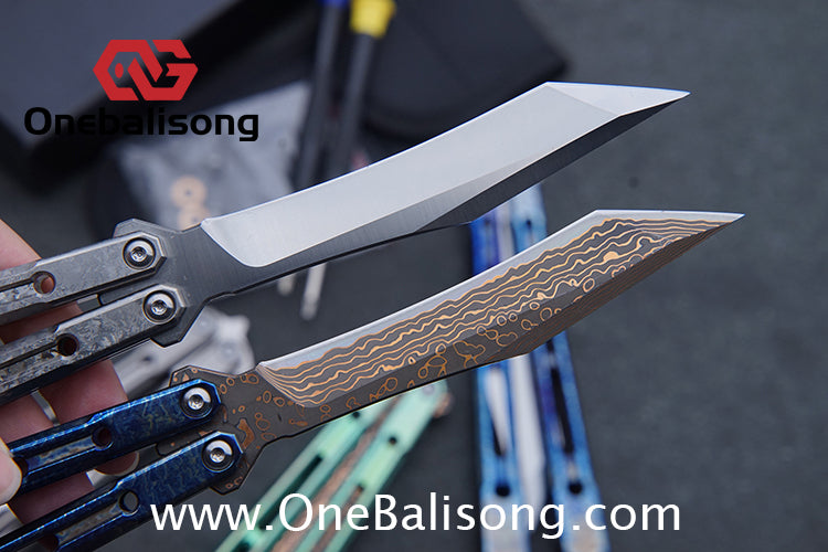 THEONE Reaper/Blackbird Balisong Clone TC4 Titanium Alloy Handle Stainless Steel Blade One-piece structure Bushing