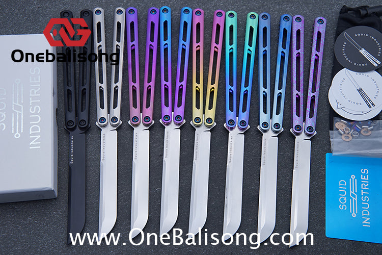 Blue River Titanium Tsunami Balisong Clone Steel Screw Tsunami V4 Titanium alloy handle VG10 blade Bushing