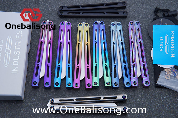 Blue River Titanium Tsunami Balisong Clone Steel Screw Tsunami V4 Titanium alloy handle VG10 blade Bushing