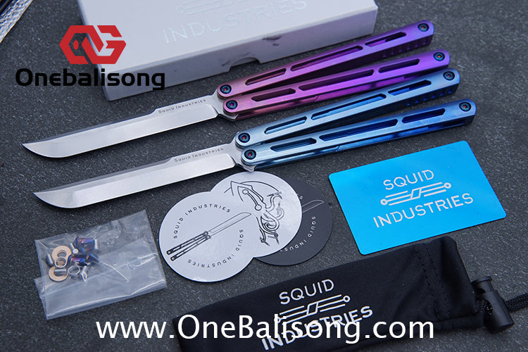 Blue River Titanium Tsunami Balisong Clone Steel Screw Tsunami V4 Titanium alloy handle VG10 blade Bushing