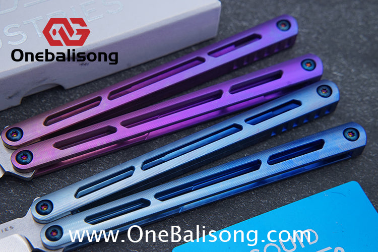 Blue River Titanium Tsunami Balisong Clone Steel Screw Tsunami V4 Titanium alloy handle VG10 blade Bushing