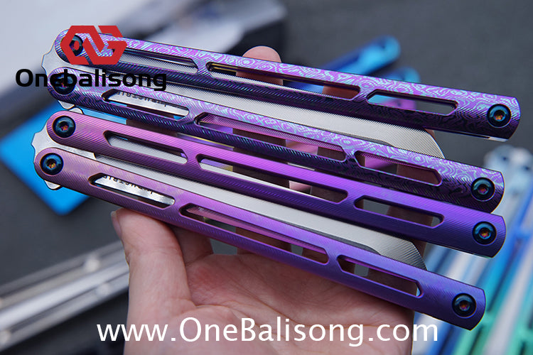 Blue River Titanium Tsunami Balisong Clone Steel Screw Tsunami V4 Titanium alloy handle VG10 blade Bushing