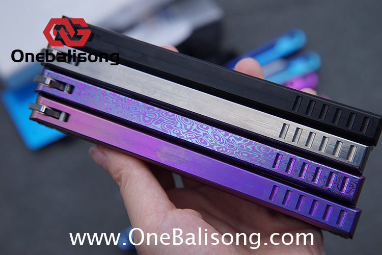 Blue River Titanium Tsunami Balisong Clone Steel Screw Tsunami V4 Titanium alloy handle VG10 blade Bushing