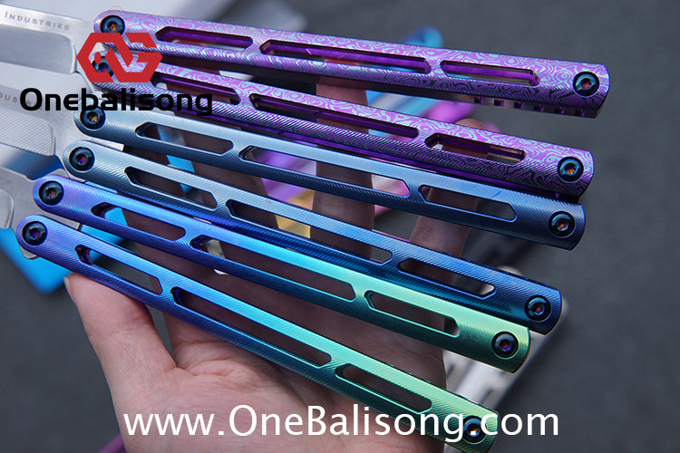 Blue River Titanium Tsunami Balisong Clone Steel Screw Tsunami V4 Titanium alloy handle VG10 blade Bushing