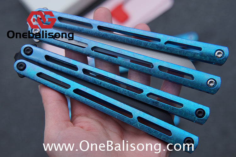 Baliplus Tsunami V4 Ice Crystal Titanium Balisong Clone TC4 Titanium Alloy Handle VG10 blade Bushing