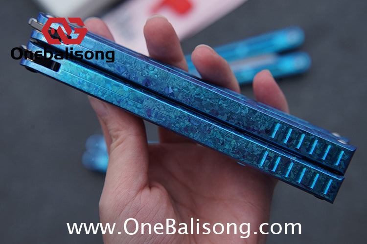 Baliplus Tsunami V4 Ice Crystal Titanium Balisong Clone TC4 Titanium Alloy Handle VG10 blade Bushing