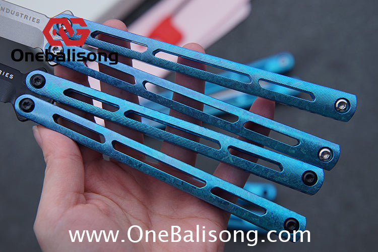 Baliplus Tsunami V4 Ice Crystal Titanium Balisong Clone TC4 Titanium Alloy Handle VG10 blade Bushing