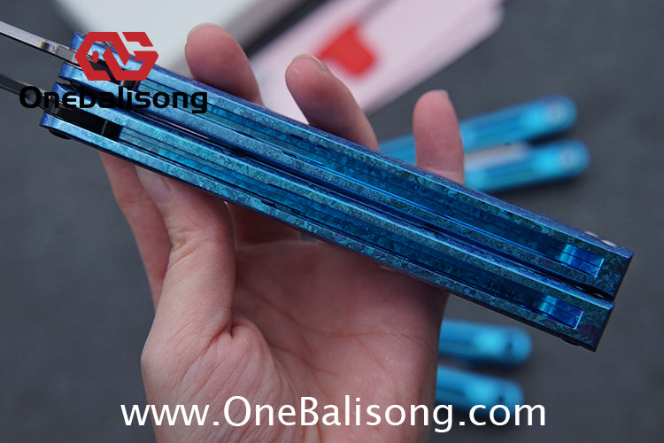 Baliplus Tsunami V4 Ice Crystal Titanium Balisong Clone TC4 Titanium Alloy Handle VG10 blade Bushing