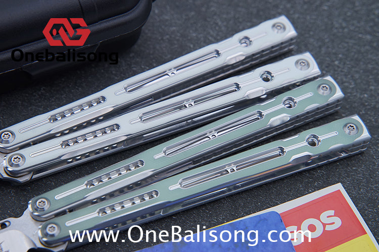 Log & Asgard Lyra V2 Balisong Aluminum Alloy Handle G10 paster Stainless Steel Fake Blade Sandwich Structure Bushing
