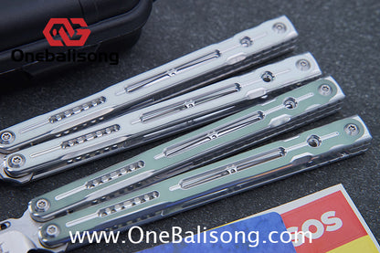 Log & Asgard Lyra V2 Balisong Aluminum Alloy Handle G10 paster Stainless Steel Fake Blade Sandwich Structure Bushing