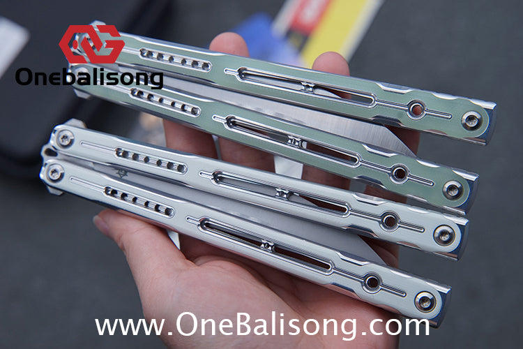 Log & Asgard Lyra V2 Balisong Aluminum Alloy Handle G10 paster Stainless Steel Fake Blade Sandwich Structure Bushing