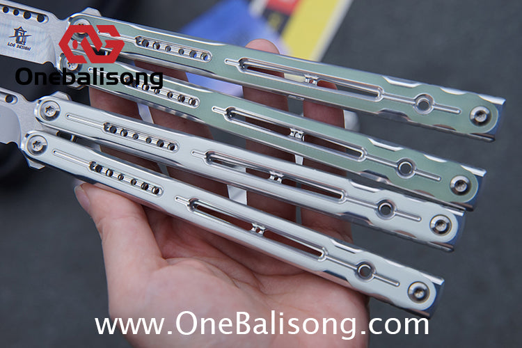 Log & Asgard Lyra V2 Balisong Aluminum Alloy Handle G10 paster Stainless Steel Fake Blade Sandwich Structure Bushing