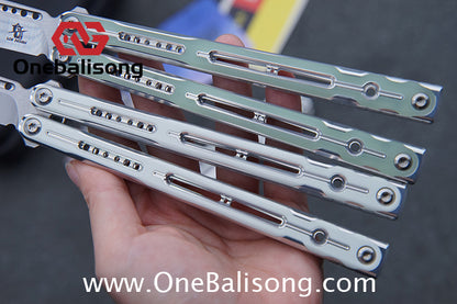 Log & Asgard Lyra V2 Balisong Aluminum Alloy Handle G10 paster Stainless Steel Fake Blade Sandwich Structure Bushing