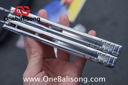 Log & Asgard Lyra V2 Balisong Aluminum Alloy Handle G10 paster Stainless Steel Fake Blade Sandwich Structure Bushing