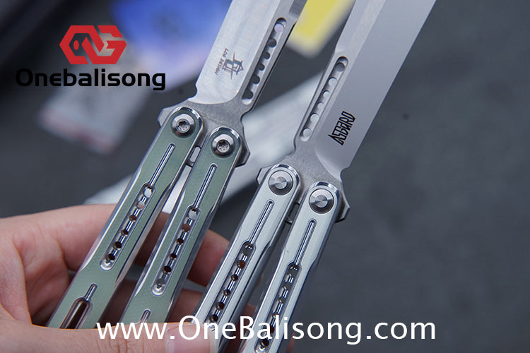 Log & Asgard Lyra V2 Balisong Aluminum Alloy Handle G10 paster Stainless Steel Fake Blade Sandwich Structure Bushing