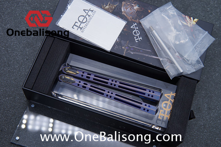 TOA ARES Original Balisong Titanium Alloy Handle Bohler M390 Stainless Steel Fake Blade Bushing