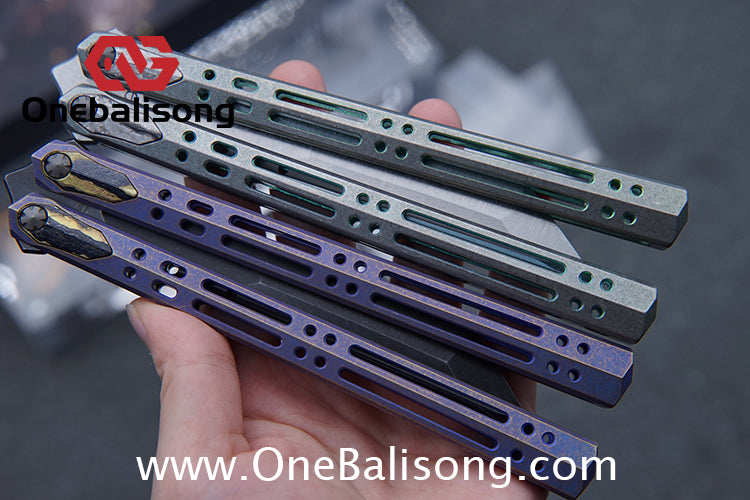 TOA ARES Original Balisong Titanium Alloy Handle Bohler M390 Stainless Steel Fake Blade Bushing
