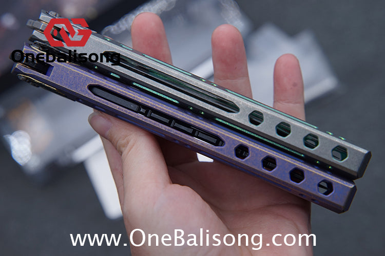 TOA ARES Original Balisong Titanium Alloy Handle Bohler M390 Stainless Steel Fake Blade Bushing