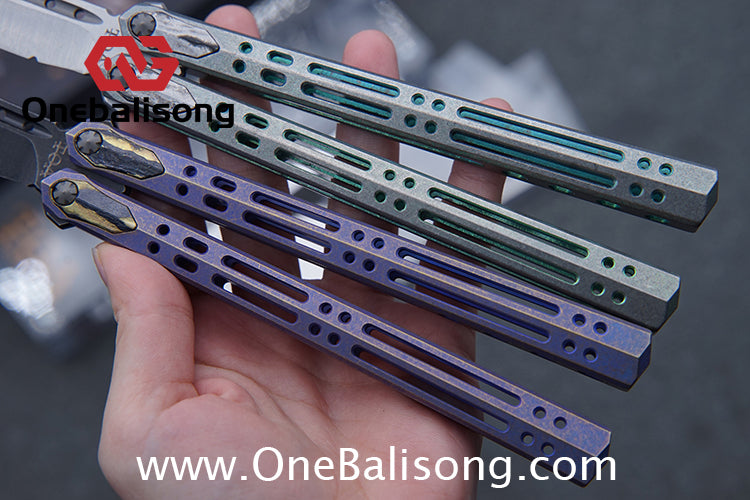 TOA ARES Original Balisong Titanium Alloy Handle Bohler M390 Stainless Steel Fake Blade Bushing