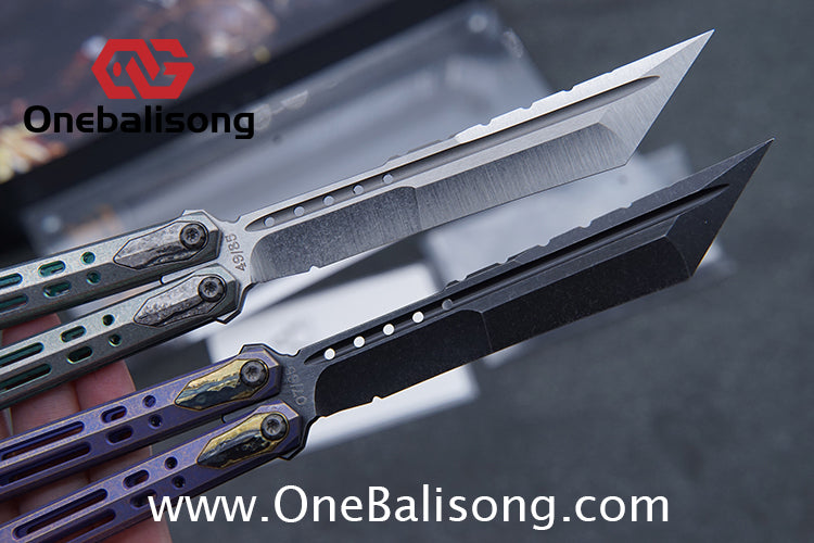 TOA ARES Original Balisong Titanium Alloy Handle Bohler M390 Stainless Steel Fake Blade Bushing