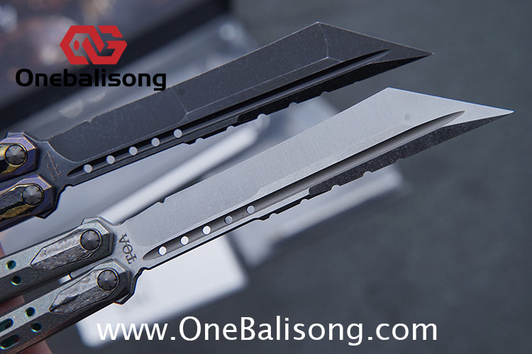 TOA ARES Original Balisong Titanium Alloy Handle Bohler M390 Stainless Steel Fake Blade Bushing