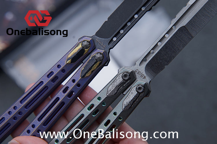 TOA ARES Original Balisong Titanium Alloy Handle Bohler M390 Stainless Steel Fake Blade Bushing