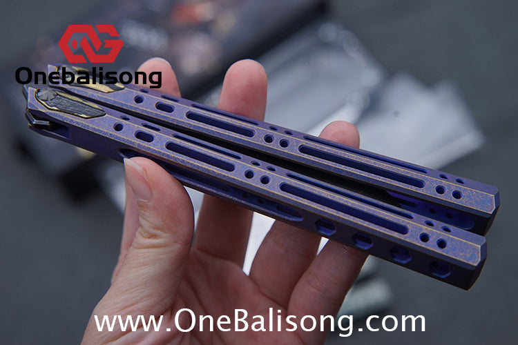 TOA ARES Original Balisong Titanium Alloy Handle Bohler M390 Stainless Steel Fake Blade Bushing