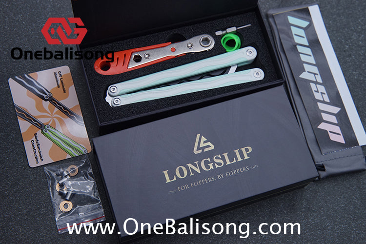 TITUS LONGSLIP Hot Dog Original Balisong 7075 Aviation Aluminum+G10 Patch Handle 14C28N Stainless Steel Blade Bushing