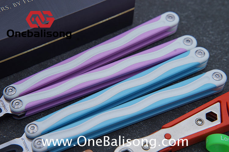 TITUS LONGSLIP Hot Dog Original Balisong 7075 Aviation Aluminum+G10 Patch Handle 14C28N Stainless Steel Blade Bushing