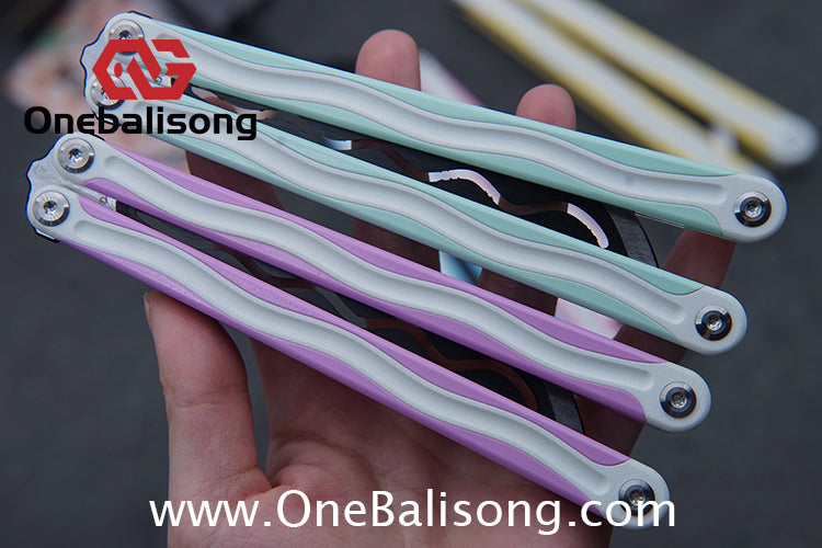 TITUS LONGSLIP Hot Dog Original Balisong 7075 Aviation Aluminum+G10 Patch Handle 14C28N Stainless Steel Blade Bushing
