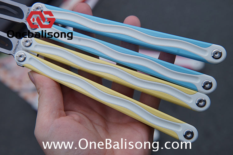 TITUS LONGSLIP Hot Dog Original Balisong 7075 Aviation Aluminum+G10 Patch Handle 14C28N Stainless Steel Blade Bushing