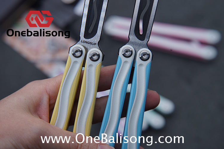 TITUS LONGSLIP Hot Dog Original Balisong 7075 Aviation Aluminum+G10 Patch Handle 14C28N Stainless Steel Blade Bushing