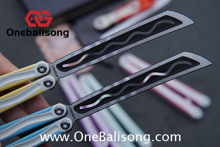 TITUS LONGSLIP Hot Dog Original Balisong 7075 Aviation Aluminum+G10 Patch Handle 14C28N Stainless Steel Blade Bushing