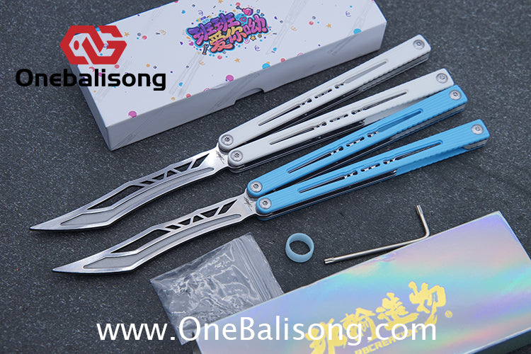 Banshu Creation Laser Original Balisong ABS Plastic Scales+Steel Lining Handle 440c Stainless Steel Blade Bushings