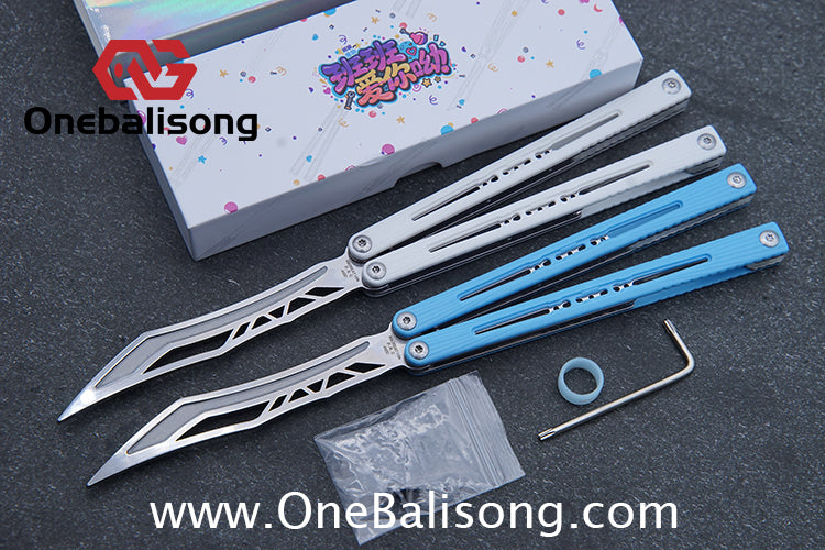 Banshu Creation Laser Original Balisong ABS Plastic Scales+Steel Lining Handle 440c Stainless Steel Blade Bushings