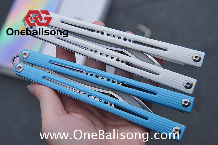 Banshu Creation Laser Original Balisong ABS Plastic Scales+Steel Lining Handle 440c Stainless Steel Blade Bushings