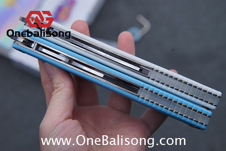 Banshu Creation Laser Original Balisong ABS Plastic Scales+Steel Lining Handle 440c Stainless Steel Blade Bushings