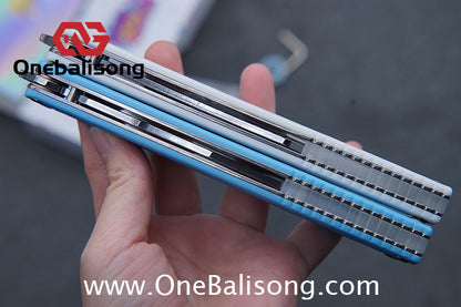 Banshu Creation Laser Original Balisong ABS Plastic Scales+Steel Lining Handle 440c Stainless Steel Blade Bushings