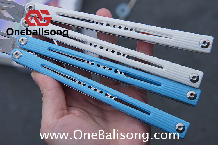 Banshu Creation Laser Original Balisong ABS Plastic Scales+Steel Lining Handle 440c Stainless Steel Blade Bushings