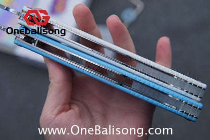 Banshu Creation Laser Original Balisong ABS Plastic Scales+Steel Lining Handle 440c Stainless Steel Blade Bushings