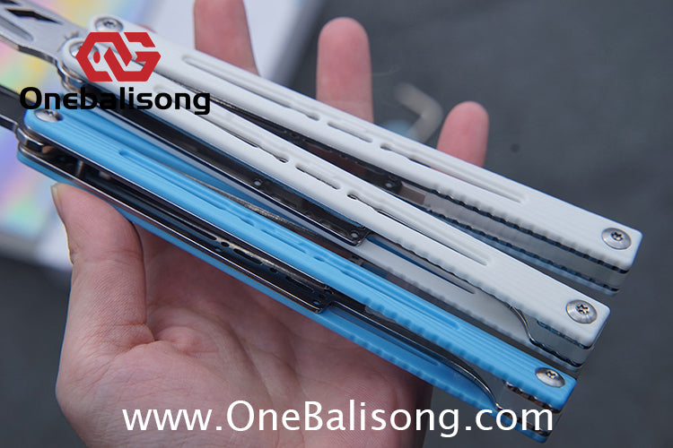 Banshu Creation Laser Original Balisong ABS Plastic Scales+Steel Lining Handle 440c Stainless Steel Blade Bushings