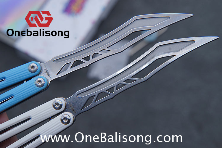 Banshu Creation Laser Original Balisong ABS Plastic Scales+Steel Lining Handle 440c Stainless Steel Blade Bushings