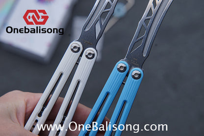Banshu Creation Laser Original Balisong ABS Plastic Scales+Steel Lining Handle 440c Stainless Steel Blade Bushings