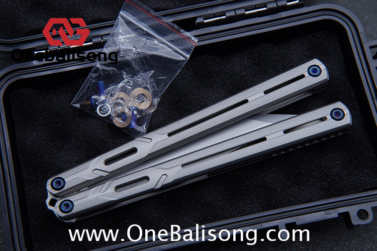 H-air Titanium Knicks Balisong Seven Series Titanium Alloy Handle Stainless Steel Blade Bushings